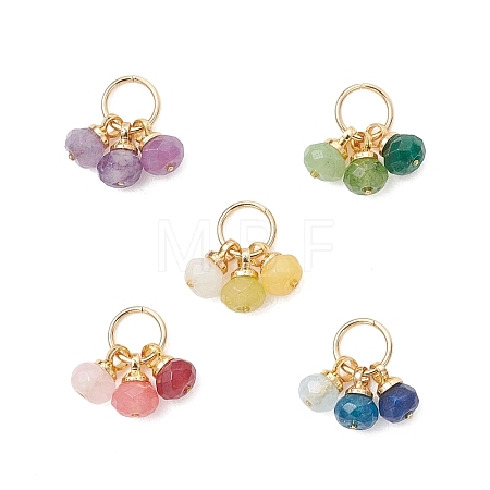5Pcs 5 Colors Dyed Natural Malaysia Jade Pendants PALLOY-JF05176-01-1