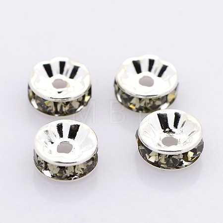 Brass Grade A Rhinestone Spacer Beads RB-A014-Z6mm-12S-1