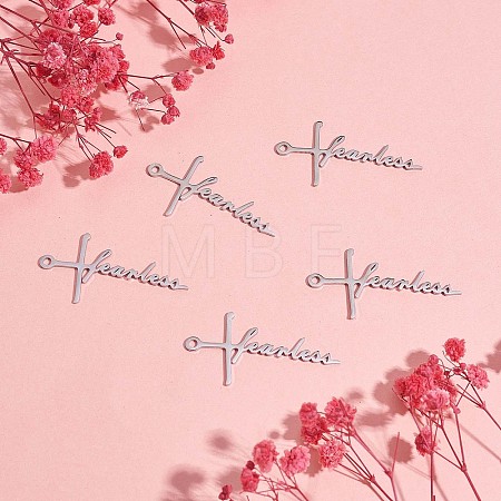 10Pcs Fearless Cross Charm Pendant Cross Faith Charm Necklace Stainless Steel Pendant for Christian Religious Jewelry Gifts Making JX520A-1