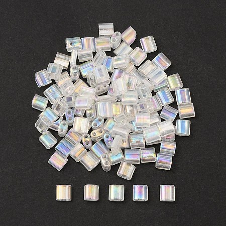 FGB 2-Hole Transparent Glass Seed Beads SEED-YW0002-35-1