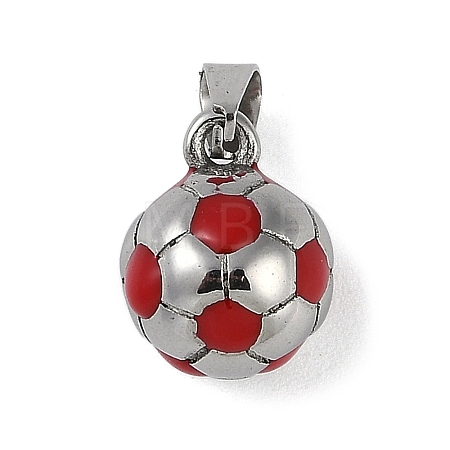Trendy Necklace Findings 304 Stainless Steel FootBall/Soccer Ball Pendants STAS-L012-B01P-04-1