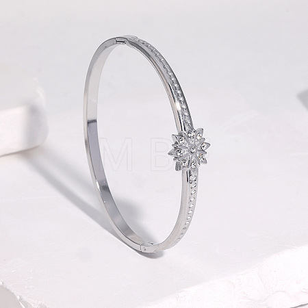 304 Stainless Steel Rhinestone Hinged Bangles for Women FS-WG7AFBC-01-1