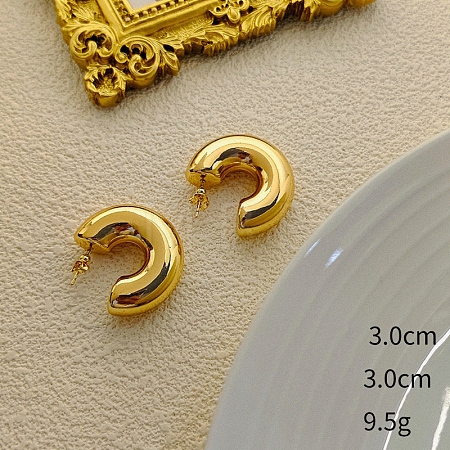 Half Round Alloy Stud Earrings WG64463-30-1