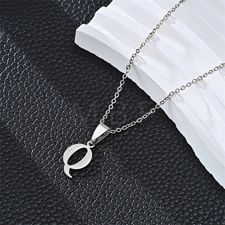 201 Stainless Steel Crystal Rhinestone Initial Pendant Necklaces FS-WG28760-11-1