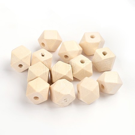 Unfinished Wood Faceted Cube Beads X-WOOD-S650-82-LF-1