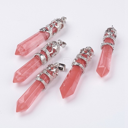 Watermelon Stone Glass Big Pointed Pendants G-G738-A-11-1