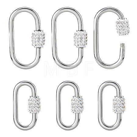 6Pcs 2 Styles 304 Stainless Steel Screw Carabiner Lock Charms STAS-HS0001-76-1