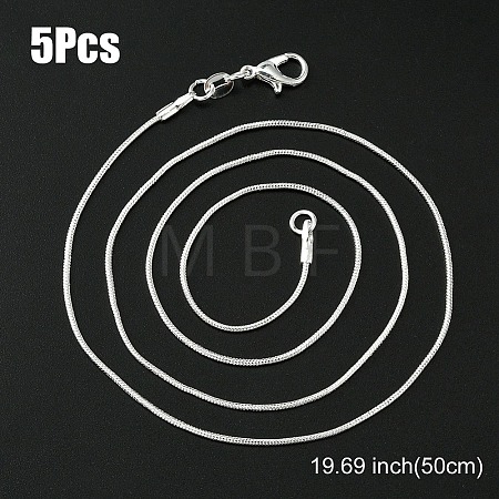 Brass Round Snake Chain Necklace with Lobster Claw Clasps MAK-YW0001-15C-1