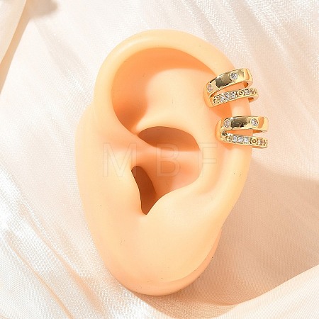 Two-layer C-Shaped Brass Micro Pave Clear Cubic Zirconia Cuff Earrings EJEW-L316-01G-04-1