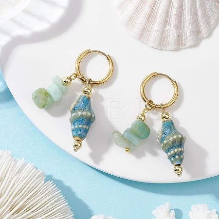 Brass Shell Shape Hoop Earrings EJEW-JE06747-03-1