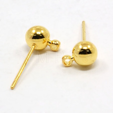 Brass Ball Post Ear Studs X-EC254-G-1