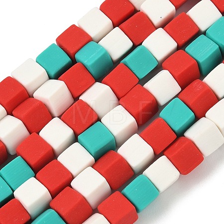 Christmas Handmade Polymer Clay Beads Strands CLAY-F006-01C-1