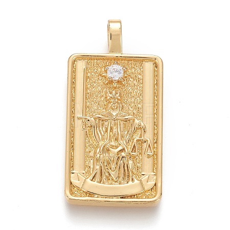 Brass Micro Pave Clear Cubic Zirconia Pendants ZIRC-Z004-01T-1