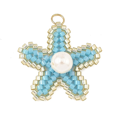MIYUKI Glass Seed Beaded & Shell Pearl Pendants PALLOY-MZ01378-02-1