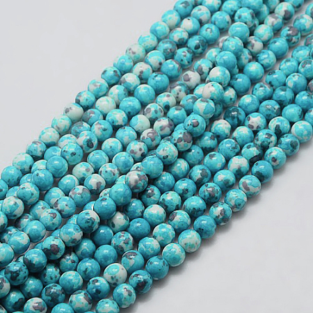 Synthetic Ocean White Jade Beads Strands G-L019-8mm-05-1