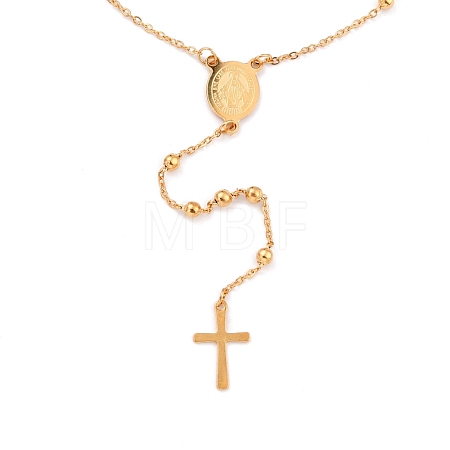 304 Stainless Steel Rosary Bead Necklaces For Religion X-STAS-B021-02G-1