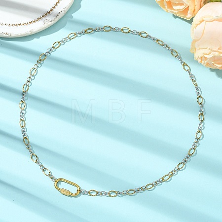 5MM Two Tone 304 Stainless Steel Textured Figaro Chain Necklaces NJEW-JN06466-02-1