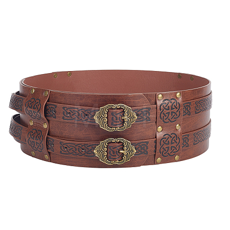 Vintage PU Leather & Alloy Viking Chain Belts for Men AJEW-WH0077-132B-1