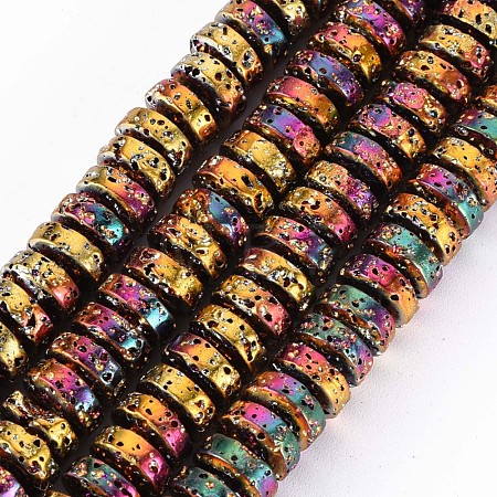 Electroplated Natural Lava Rock Beads Strands G-T114-69C-1