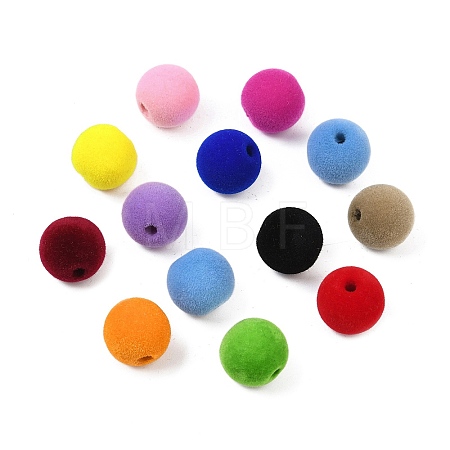 Flocking Opaque Acrylic Beads OACR-G055-02D-1