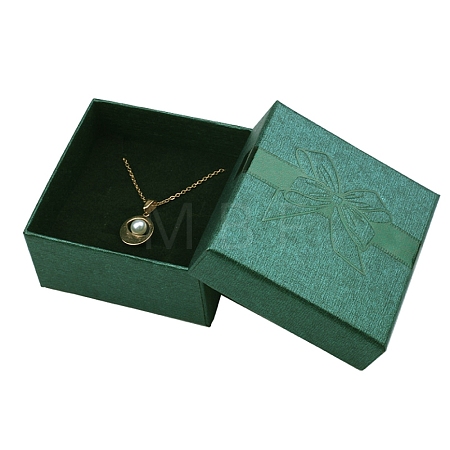 Bowknot Print Kraft Paper Cardboard Jewelry Necklace Gift Boxes PW-WGA2DD4-06-1
