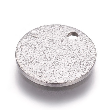 Tarnish Resistant 304 Stainless Steel Textured Pendants STAS-I098-01-10mm-P-1