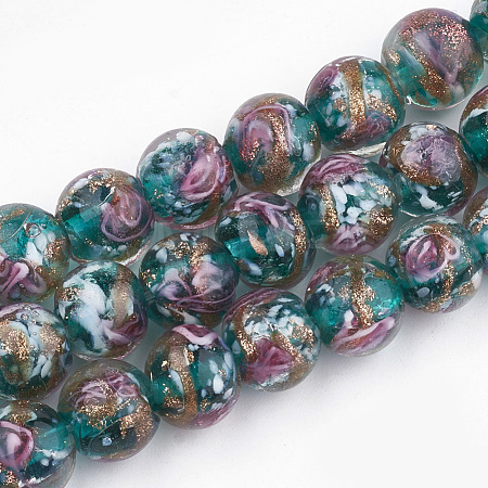Handmade Gold Sand Lampwork Beads LAMP-T006-09D-1