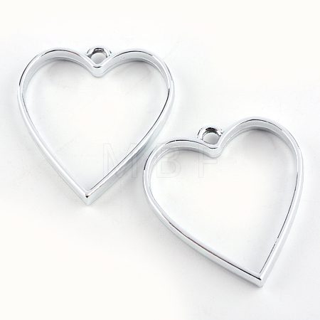 Rack Plating Alloy Heart Open Back Bezel Pendants X-PALLOY-S047-12D-FF-1