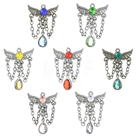 14Pcs 7 Colors Alloy with Resin Rhinestone Pendants FIND-CJ0005-95-1