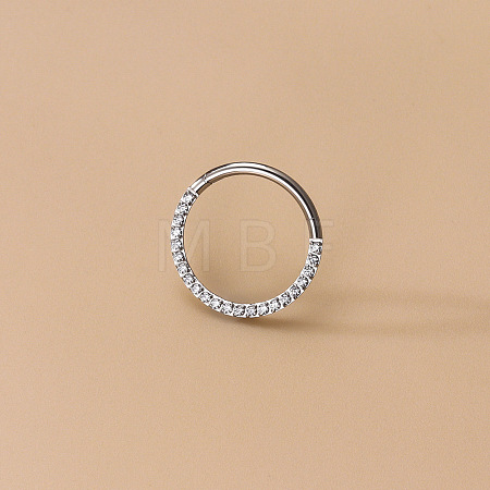 F136 Titanium Alloy Micro Pave Clear Cubic Zirconia Cartilage Earrings WG72C09-05-1-1