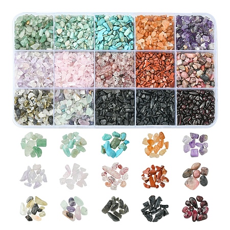 305G 15 Styles Natural Mixed Gemstone Chip Beads G-FS0005-63-1