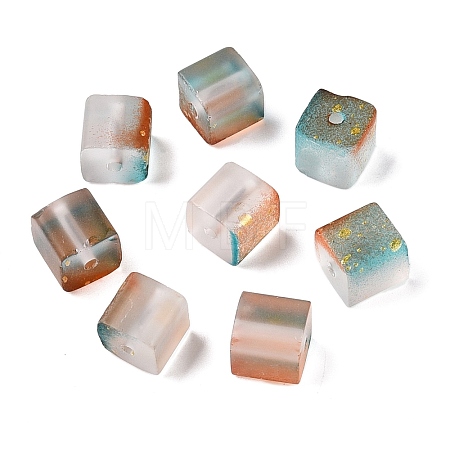 Frosted Glass Beads with Golden Glitter Powder X1-DGLA-NH001-8mm-01F-1