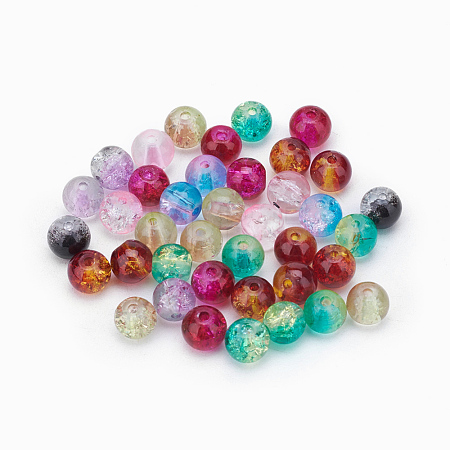 Round Two Tone Crackle Glass Beads X-CCG-Q002-6mm-M-1