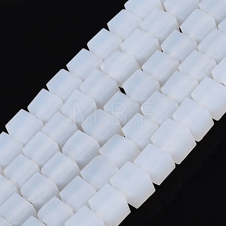 Frosted Imitation Jade Glass Beads Strands GLAA-N072-01A-C01-1