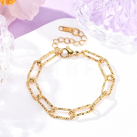 304 Stainless Steel Paperclip Chain Bracelets for Women Men BJEW-A048-01G-1