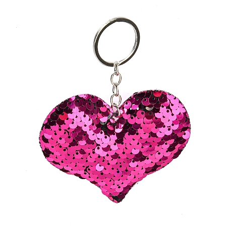 PVC Reflective Sequin Heart Pendant Keychain KEYC-L033-01P-03-1