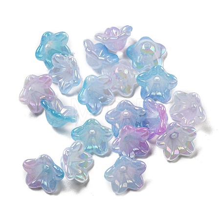 Iridescent Acrylic Bead Caps X-OACR-C021-08B-1