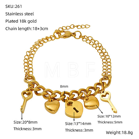 Valentine's Day 304 Stainless Steel Charm Bracelets FS-WGE53E0-09-1