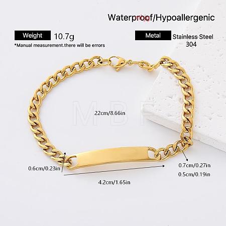 304 Stainless Steel Link Bracelets for Women Men ON2537-3-1