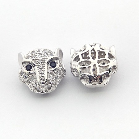 Brass Micro Pave Cubic Zirconia Leopard Beads ZIRC-L007-41P-1