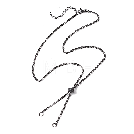 304 Stainless Steel Cable Chain & Curb Chain Slider Necklace Making AJEW-JB01534-1