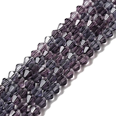 Purple Glass Bicone Beads Strands X-GLAA-S026-03-1