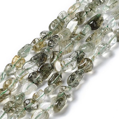 Natural Green Rutilated Quartz Beads Strands G-I351-A09-1