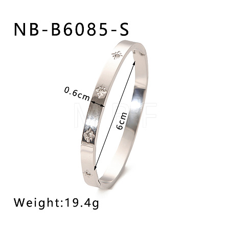 304 Stainless Steel Pave Cubic Zirconia Bangles FS-WG09E60-28-1