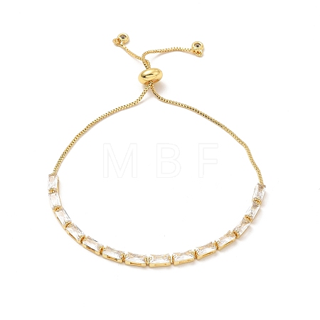 Adjustable Rack Plating Brass Cubic Zirconia Chain Bracelets BJEW-A132-10G-1