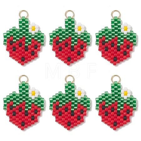 Fruit Theme Glass Seed Beaded Pendants PALLOY-MZ01357-03-1