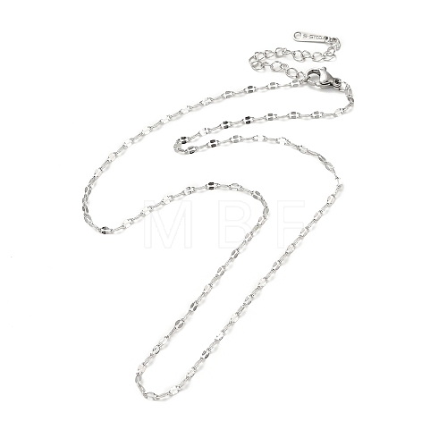 304 Stainless Steel Dapped Chain Necklace for Men Women NJEW-E076-02P-1