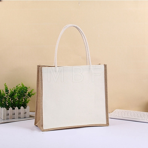 Blank Burlap Bags Totes with Handle PW-WG30877-04-1