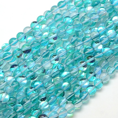 Synthetic Moonstone Beads Strands X-G-F143-8mm-07-1
