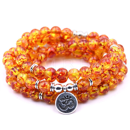 Bohemian Styles Natural Round Amber Beaded Stretch Bracelets for Women Men XW1500-8-1